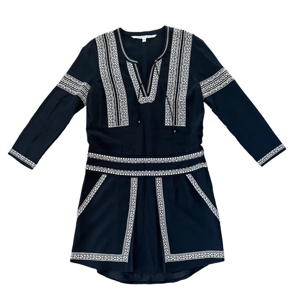Veronica Beard Black Silk Embroidered Mini Dress - Picture 3 of 13